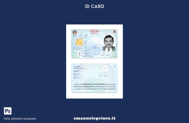modello di carta NID Nepal in stile verificato